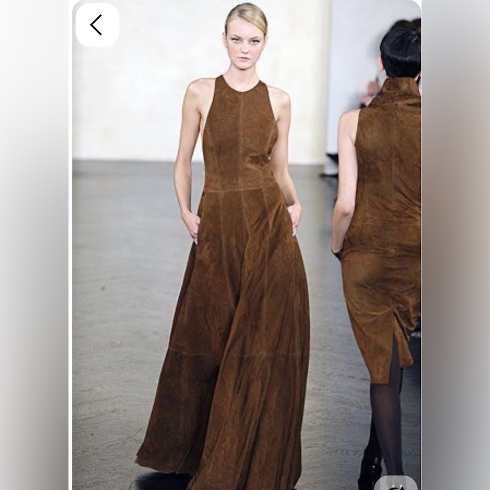 Vintage Ralph Lauren Brown Suede Maxi Dress - Runway 2007  retail $7600